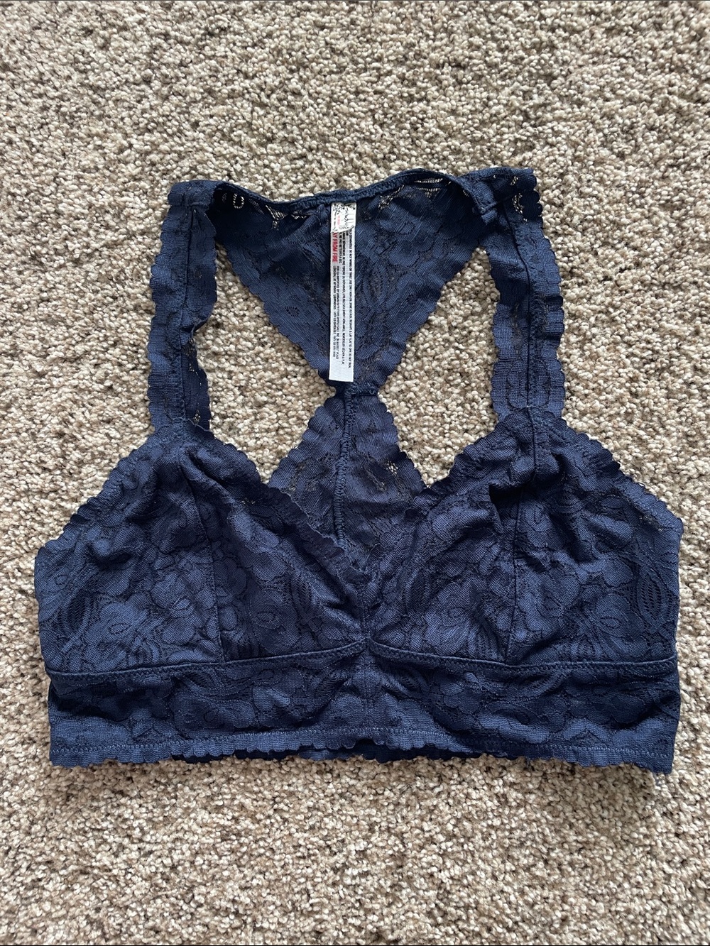 Free People Navy Lace Racerback Bralette